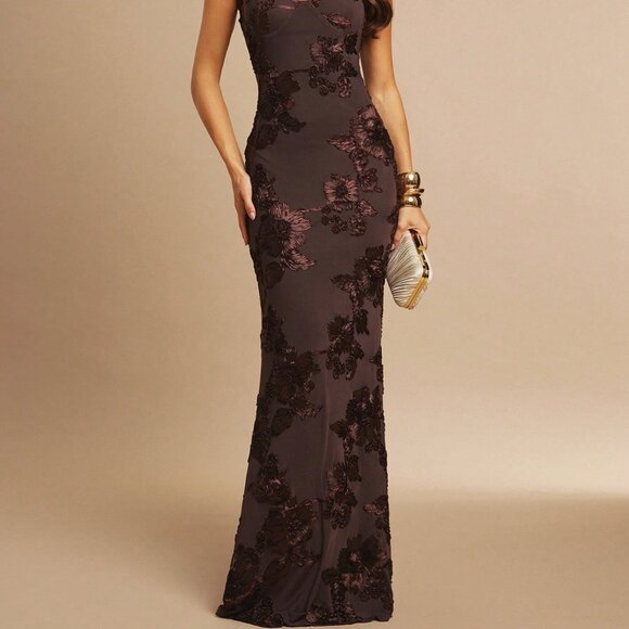 Brown Sexy Women's Floral Maxi Dress - Picture 3 of 7
